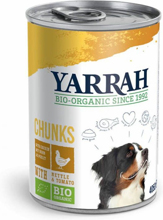 Yarrah 9 + 3 gratis! 12x Bio Natvoer Bio Kip & Bio Rund met Bio Brandnetel & Bio Tomaat(12 x 405 g )
