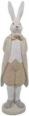 Clayre & Eef Beeld Konijn 9x9x30 Cm Wit Beige Polyresin Woonaccessoires Beeld Decoratie Decoratieve Accessoires Wit