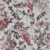 DUTCH WALLCOVERINGS Behang bladeren en vogels rood en zilverkleurig online kopen