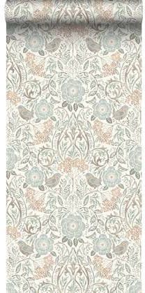 Esta Home ESTAhome behang bloemen en vogels in art nouveau stijl vergrijsd groen