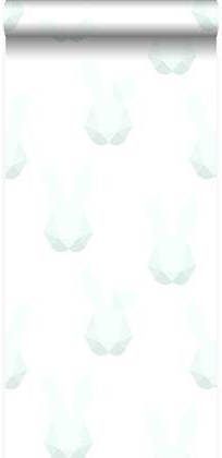 Origin Wallcoverings behang origami konijnen mat wit en mintgroen 34