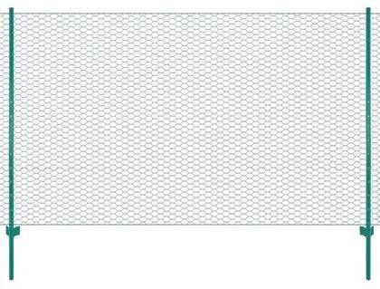 vidaXL Draadgaashek met palen 25x1, 5 m staal groen