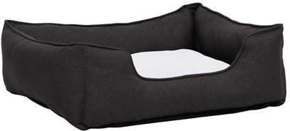 vidaXL Hondenmand linnen look 85, 5x70x23 cm fleece donkergrijs en wit