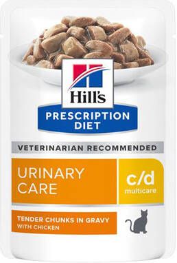 Hill&apos, s Prescription Diet C/D Multicare Urinary Care nat kattenvoer met kip maaltijdzakje multipack 4 dozen(48 x 85 gr )