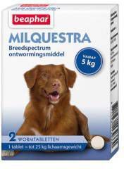 Beaphar Milquestra Hond Rund Anti wormenmiddel 2 tab 5 Tot 50 Kg
