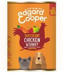 Edgard&Cooper Blik Chicken Turkey Adult Hondenvoer Kip Kalkoen Aardbei 400 g Graanvrij