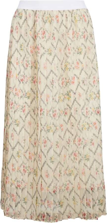 Semicouture Midirock met bloempatroon , Beige, Dames