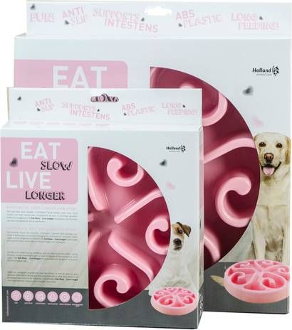 Eat Slow Live Longer Original Hondenvoerbak Ø 20.5 cm Roze online kopen