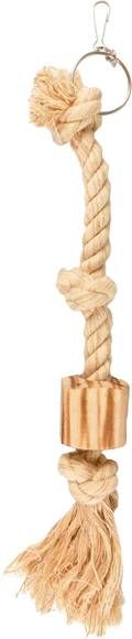 Flamingo Parkietenspeelgoed Klimtouw 3 Knopen Vogelspeelgoed 6x5x55 cm Beige Natural