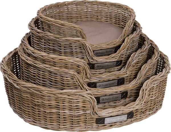 Happy House Mand Riet Rond Hondenmand 50x46x25 cm Naturel Small