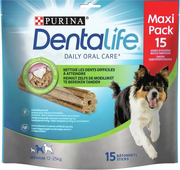 Purina DentaLife Daily Oral Care Medium hondensnack 15 kauwsticks/maxipack 10 x 15 sticks