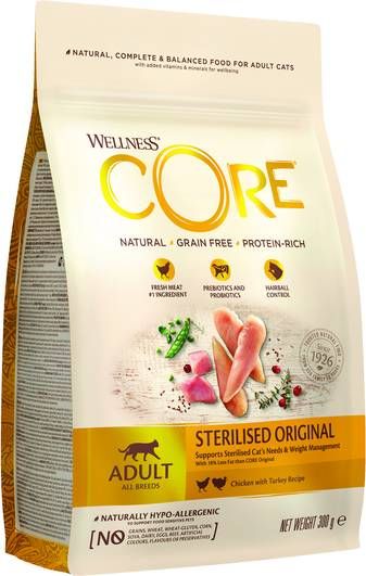 Wellness Core Grain Free Cat Sterilised Kip&Kalkoen Kattenvoer 300 g