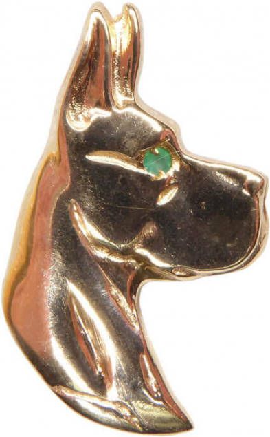 Christian Gouden hond met smaragd