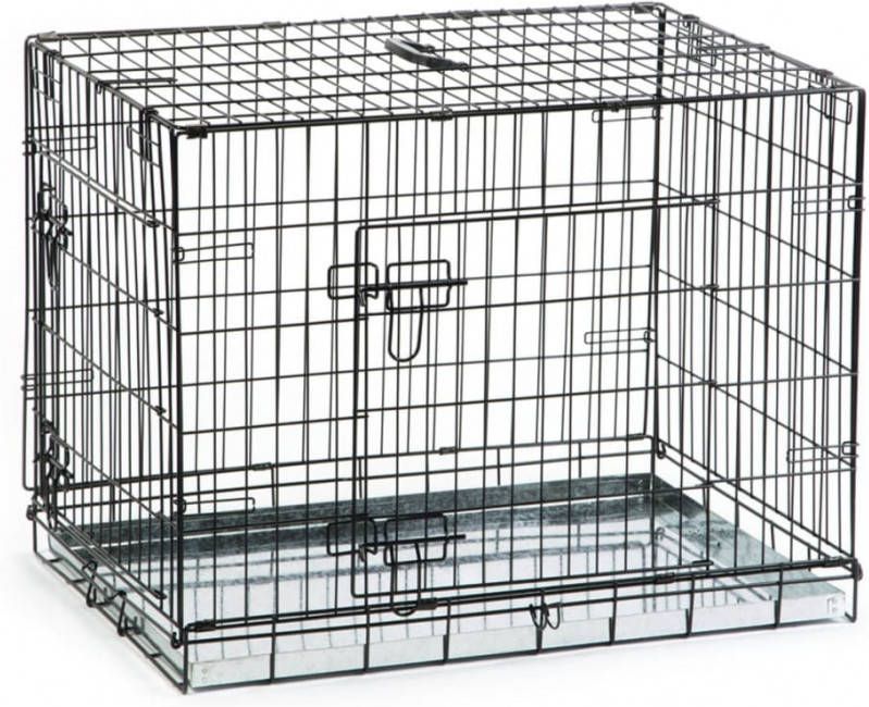 Beeztees Hondenbench 2 deurs inklapbaar zwart 78 X 55 X 61 cm