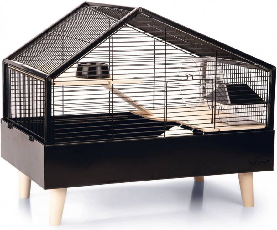 Beeztees Ayaz Knaagdierkooi Metaal Houten poten Zwart 58x38x46 cm