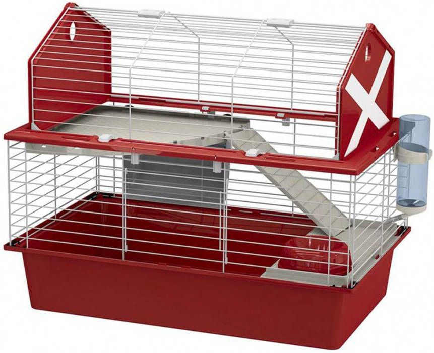 Ferplast Konijnenhok Barn 80 78x48x65 cm rood