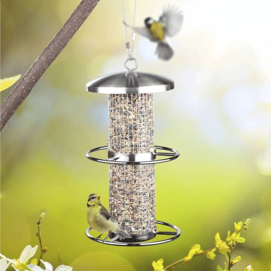 CHI Rvs Vogel Voedersilo Zilver 28 Cm Vogelvoederhuisjes
