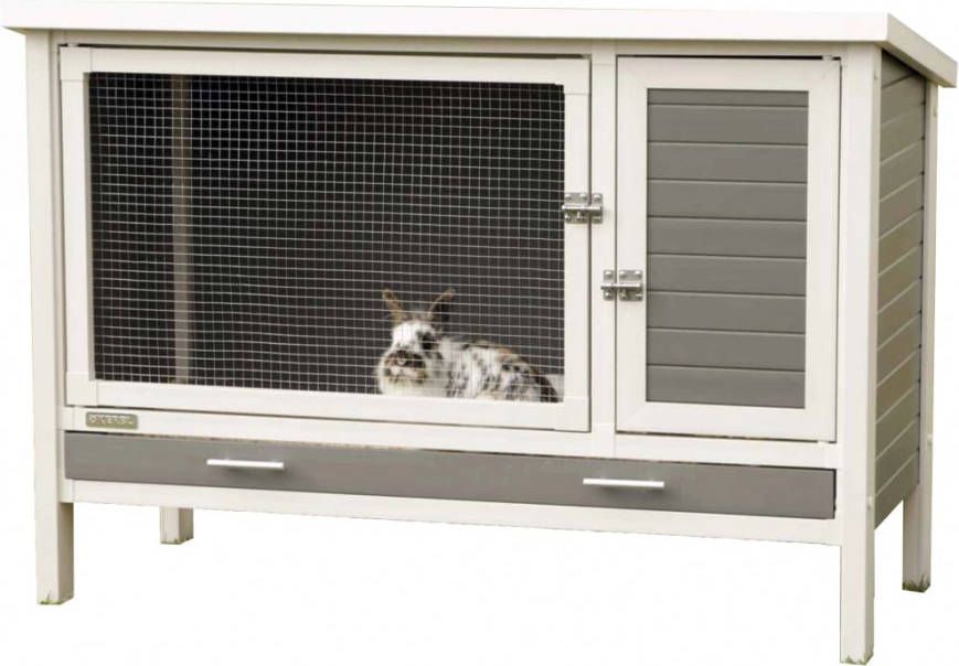 Kerbl ECO konijnenhok Samy 116x57x82 cm kunststof grijs en wit