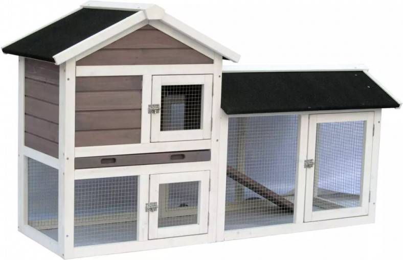 @Pet Konijnenhok Avoriaz 147x53x85 cm wit en bruin 20098