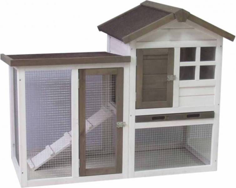 @Pet Konijnenhok Gerlos 122x62x93cm wit en bruin