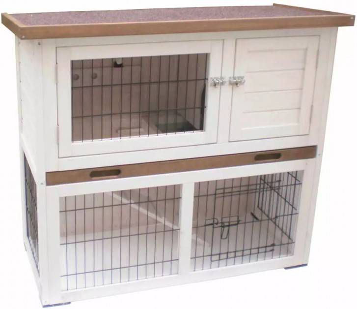 @Pet Konijnenhok Kiki 92x45x80 cm wit en bruin 20077