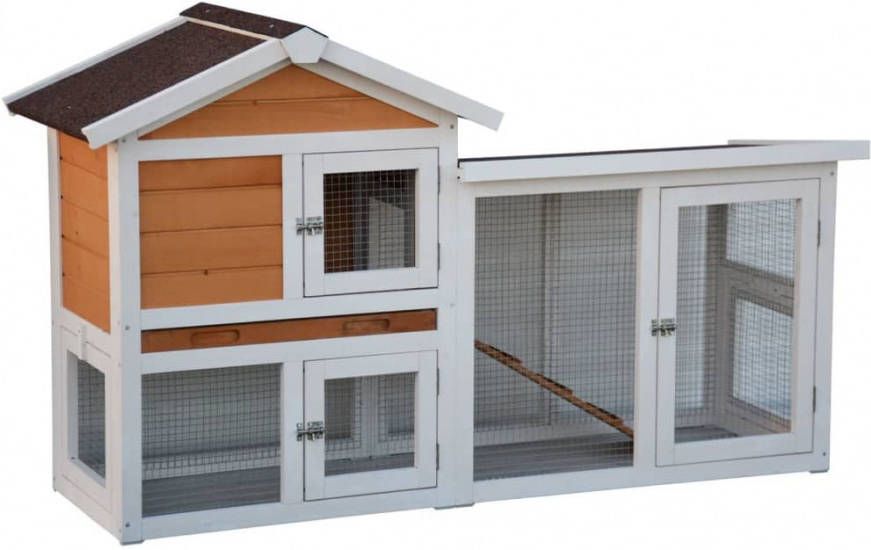 @Pet Konijnenhok Queensland 147x53x85 cm wit en bruin