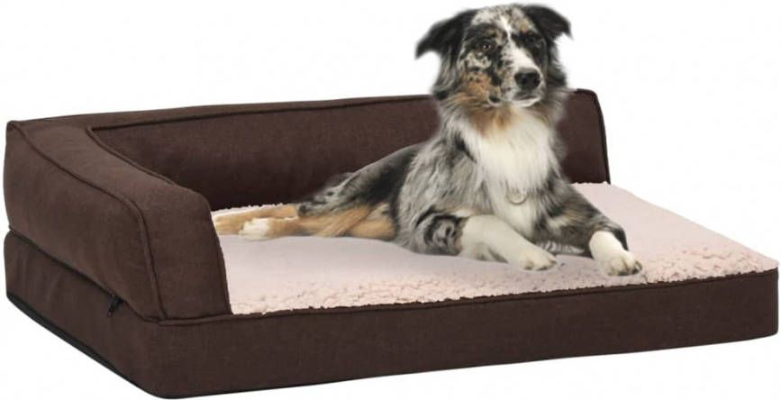 VIDAXL Hondenbed ergonomisch linnen look 75x53 cm fleece bruin