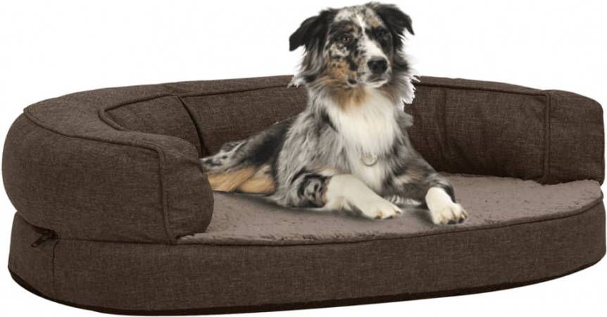 VIDAXL Hondenbed ergonomisch linnen look 75x53 cm fleece bruin