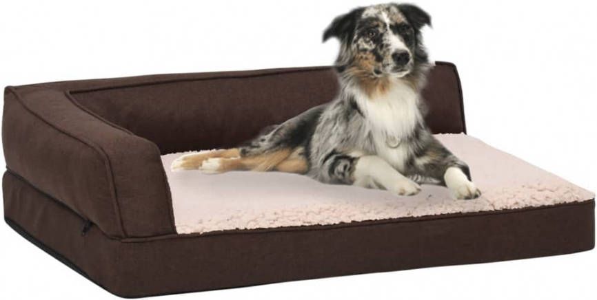 VIDAXL Hondenbed ergonomisch linnen look 90x64 cm fleece bruin