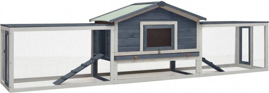 VIDAXL Konijnenhok 310x70x87 cm massief grenen en vurenhout grijs