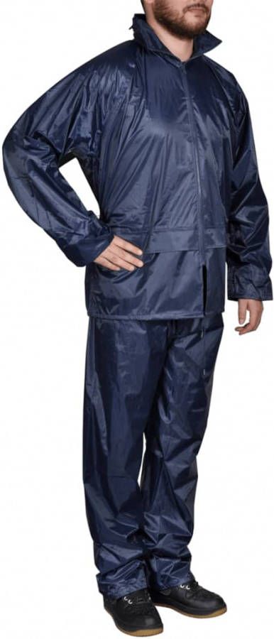 VIDAXL Regenpak 2 delig met capuchon(heren/marineblauw /)