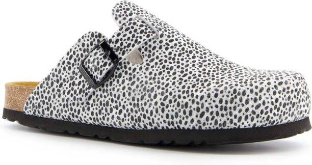 Scapino Hush Puppies leren pantoffels wit/zwart