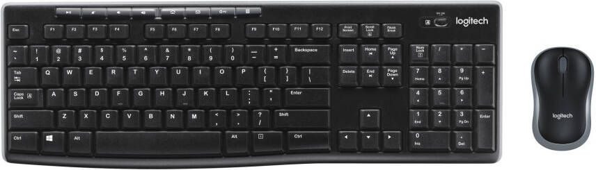Logitech MK270 Draadloos Toetsenbord en Muis QWERTY Toetsenbord Zwart
