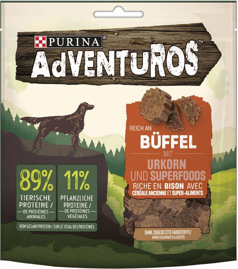 AdVENTuROS Rijk aan Buffel met Oergraan Hondensnack Voordeelpakket 6 x 90 g