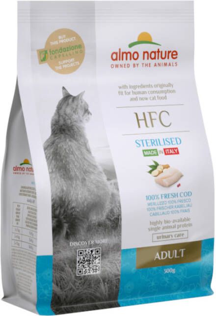 Almo Nature Dubbelpak 2x300g HFC Adult Sterilized kabeljauw droogvoer