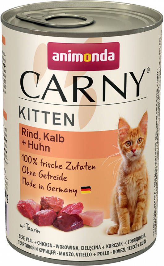 Animonda Carny 6x400g Kitten Rund, Kalf & Kip Kattenvoer