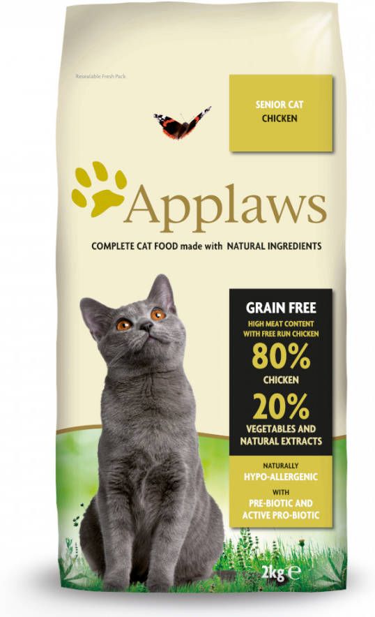Applaws Gemengd Probeerpakket Droog & Natvoer in Voordeelset 2 kg Senior Kip + 6 x 156 g Zeevis