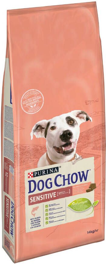 Dog Chow Adult Sensitive zalm hondenvoer OP is OP 2 x 14 kg
