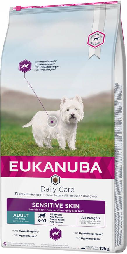Eukanuba 2x12kg Sensitive Skin Daily Care Adult Hondenvoer droog