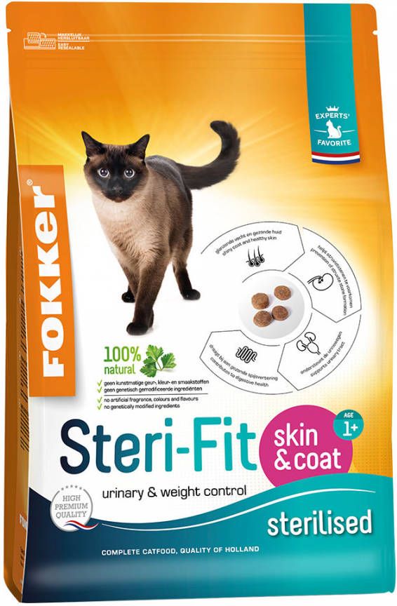 Fokker 5% korting! Cat Kattenvoer 10 kg Steri Fit Skin & Coat Kattenvoer