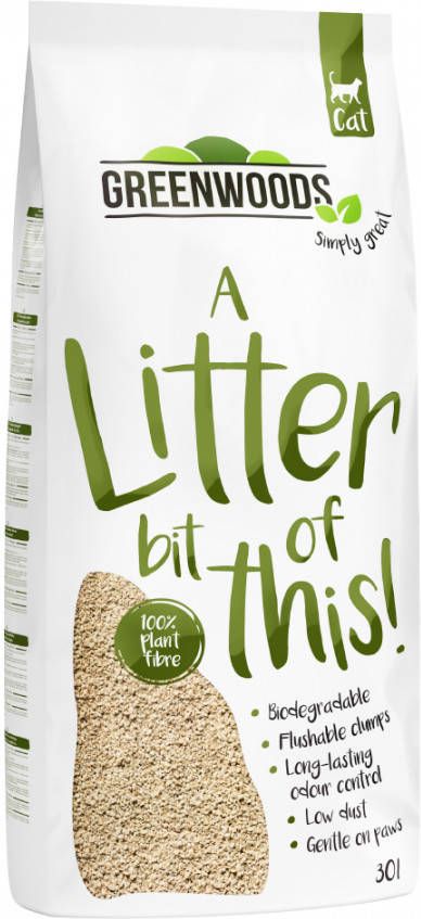 Greenwoods Kattenbakvulling van de maand, Plant Fibre 30 l(ca. 12, 9 kg )