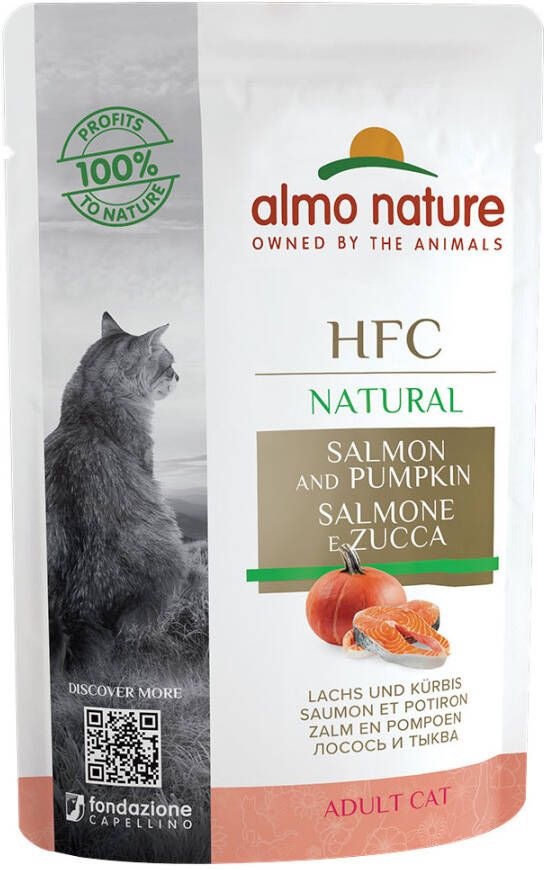 HFC Almo Nature Natural Maaltijdzakjes Voordeelpakket Kattenvoer 24 x 55 g Zalm & Pompoen