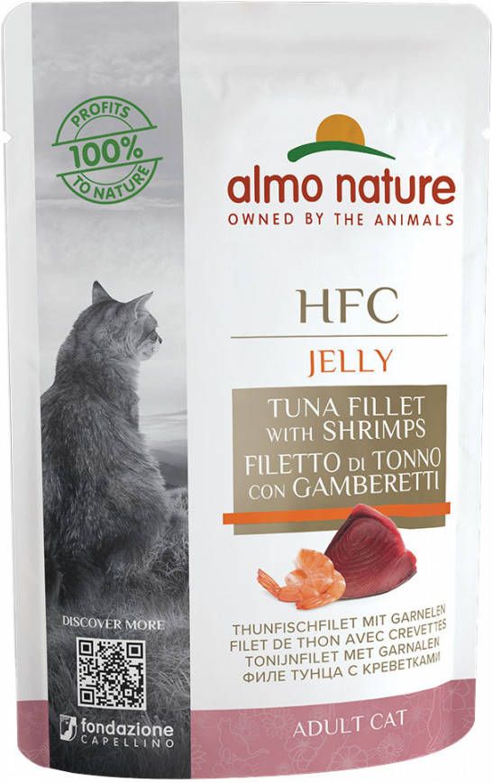 HFC Almo Nature Jelly maaltijdzakjes Kattenvoer 6 x 55 g Tonijnfilet met garnalen