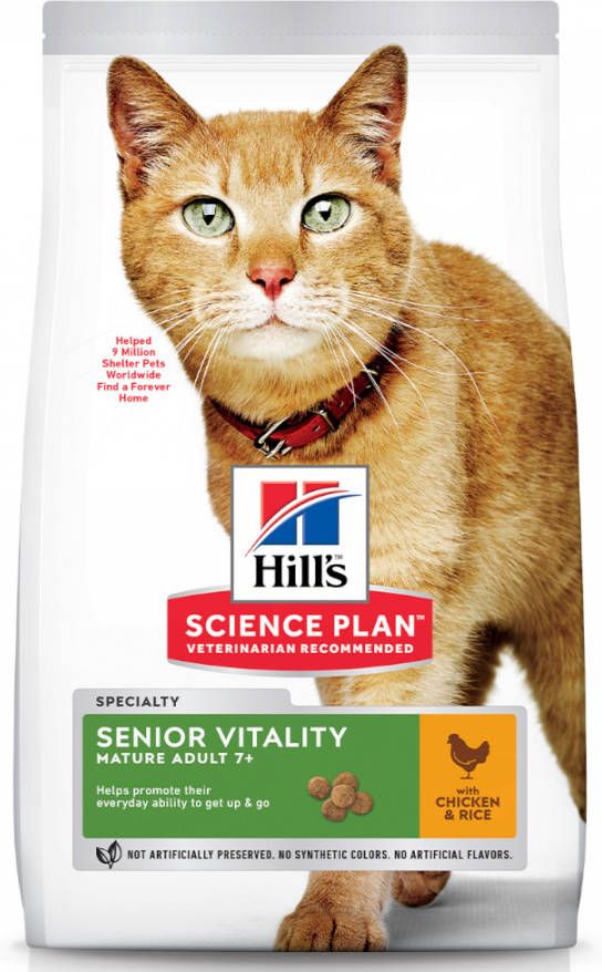 Hill's Science Plan 1, 5kg Mature Adult Senior Vitality met Kip & Rijst Kattenvoer