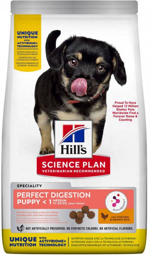 Hill's Science Plan 2x14kg Medium Puppy Perfect Digestion Hondenvoer droog