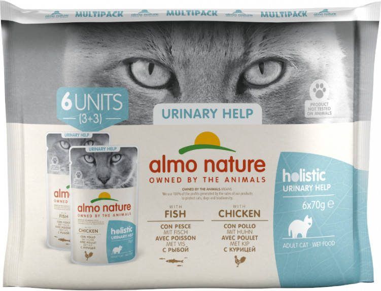 Almo Nature Holistic Urinary Help multipack met vis en kip natvoer kat(6x70 g)2 x(6 x 70 gr )