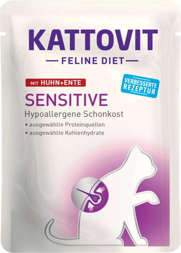 Kattovit 12x85g Sensitive Kip/Eend Kattenvoer Maaltijdzakjes