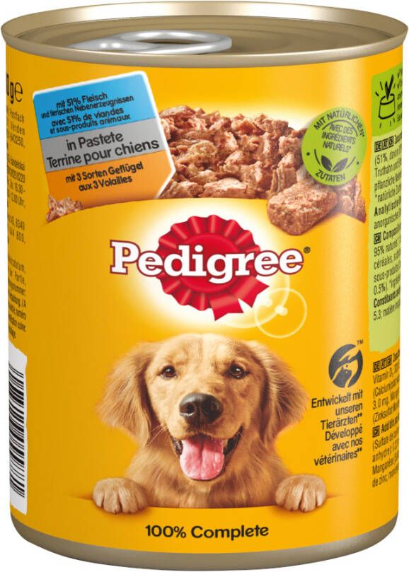 Pedigree 18 + 6 gratis! 24 x 400 g Adult Natvoer Adult Classic Drie Soorten Gevogelte