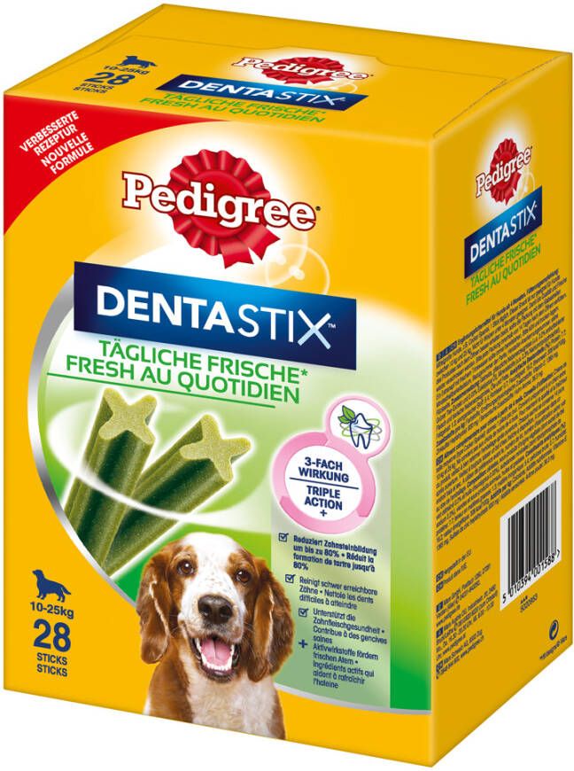 Pedigree 112 + 28 Sticks! snacks DentaStix Fresh Voor Middelgrote Honden(2x28 Stuks )
