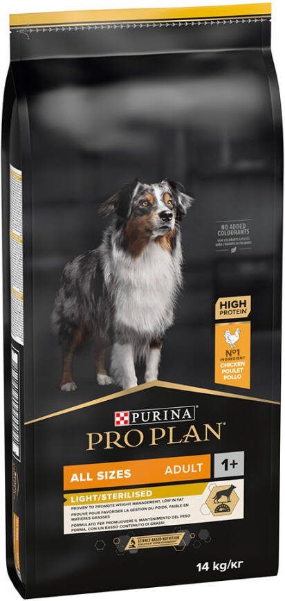 Pro Plan 2x14kg All Size Adult Light/Sterilised Optiweight Kip & Rijst Hondenvoer